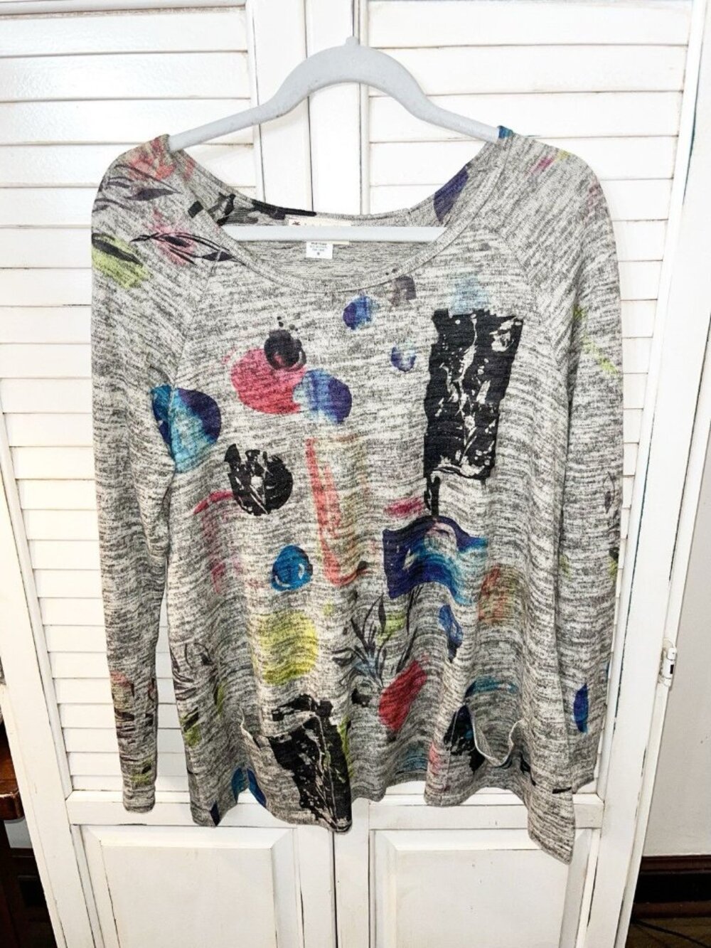 Impulse California Women’s Abstract Art To Wear Top Size Medium Tunic Pockets